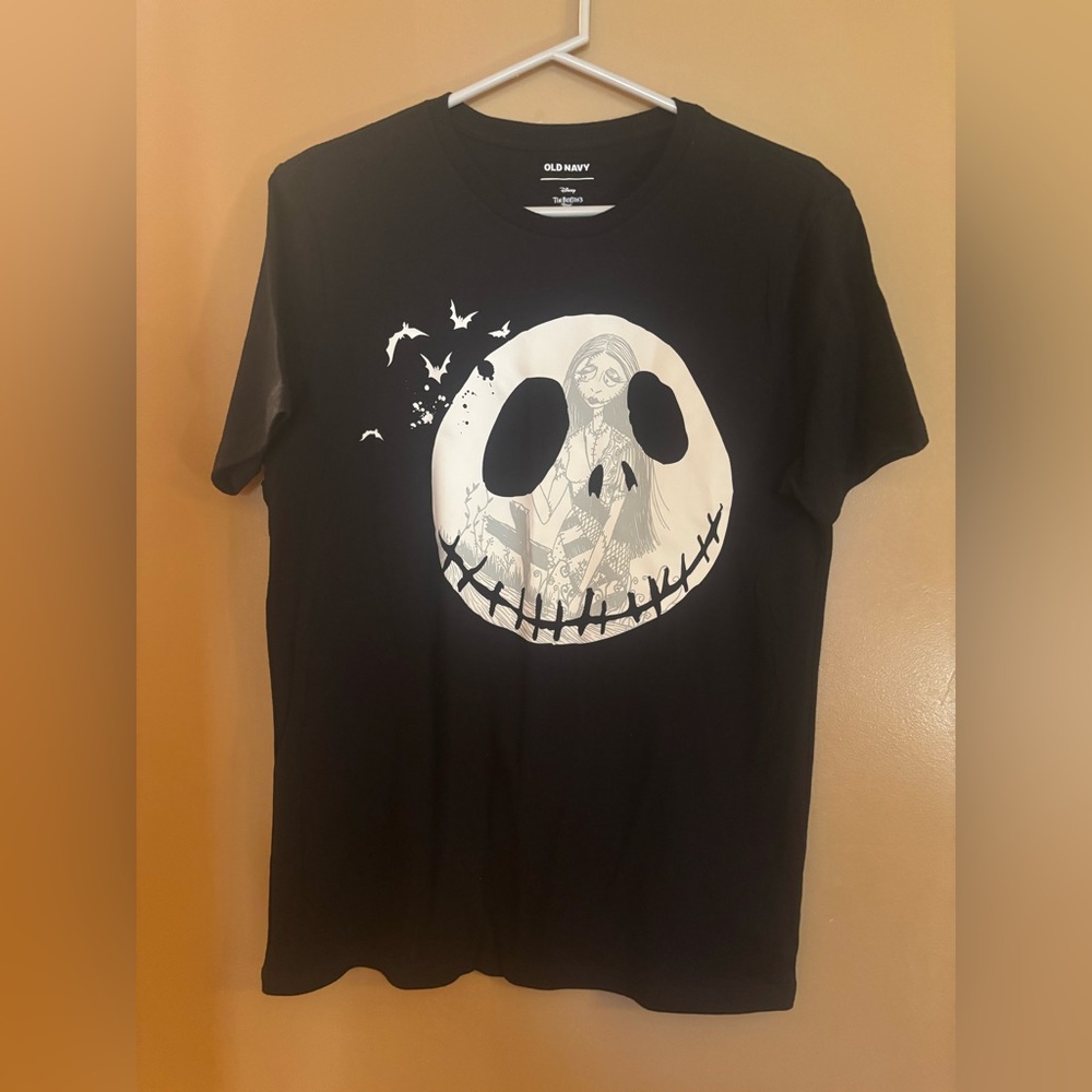 Old Navy Black Nightmare Before Christmas TShirt with Jack Skellington and Sally